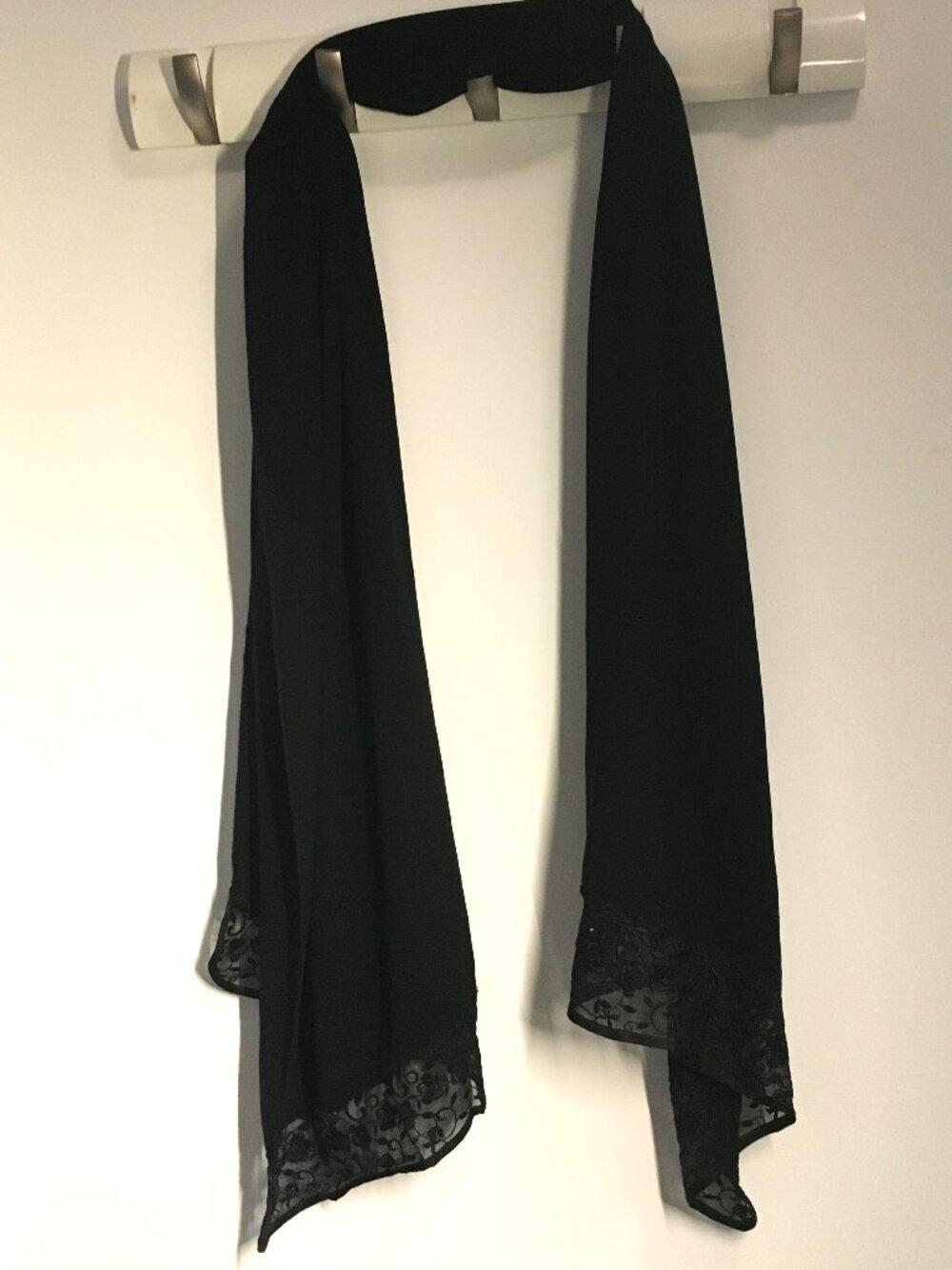 Black lace-edged wrap/scarf